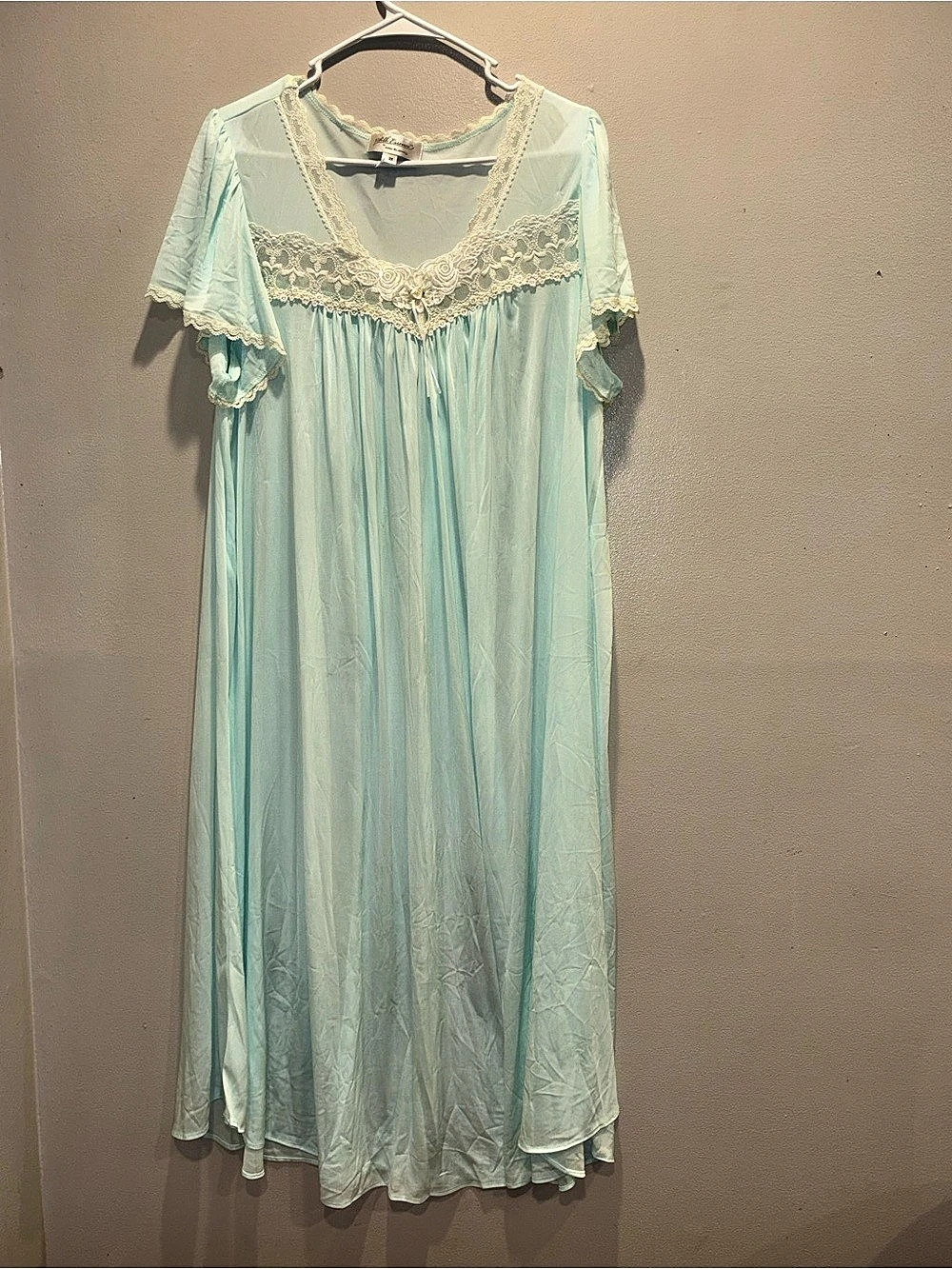 Miss Elaine Lace Trim Nightgown in Blue Size 2X Like New
